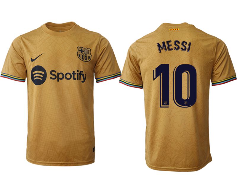 Men 2022-2023 Club Barcelona away aaa version yellow 10 Soccer Jerseys